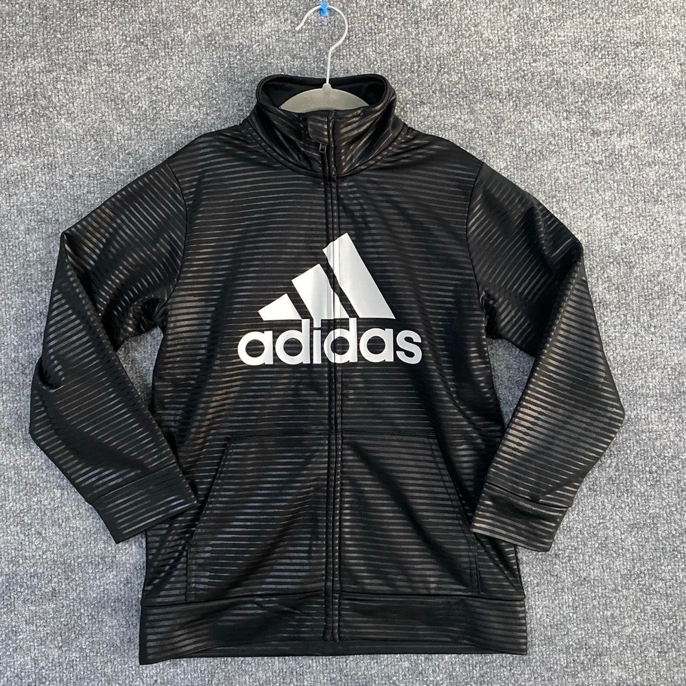 ADIDAS KIDS BLACK STRIPE ZIP UP JACKET ACTIVEWEAR SPORTY AESTHETICS KIDCORE
